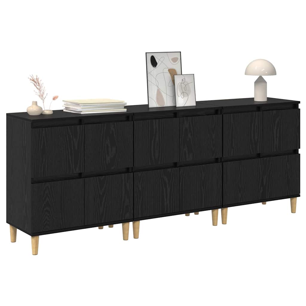 Sideboards 3 pcs Schwarz Eichen-Optik 60 x 35 x 70 cm