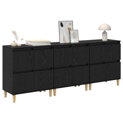 Sideboards 3 pcs Schwarz Eichen-Optik 60 x 35 x 70 cm