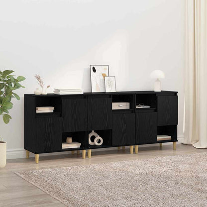 Sideboards 3 pcs Schwarz Eichen-Optik 60 x 35 x 70 cm