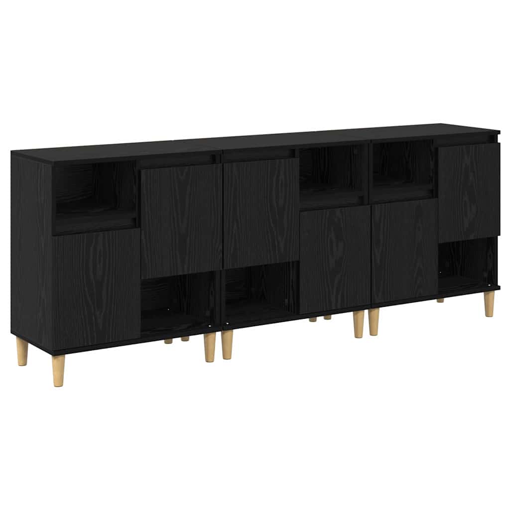 Sideboards 3 pcs Schwarz Eichen-Optik 60 x 35 x 70 cm