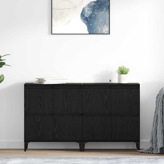 Sideboards 2 pcs Schwarz Eichen-Optik 60 x 35 x 70 cm
