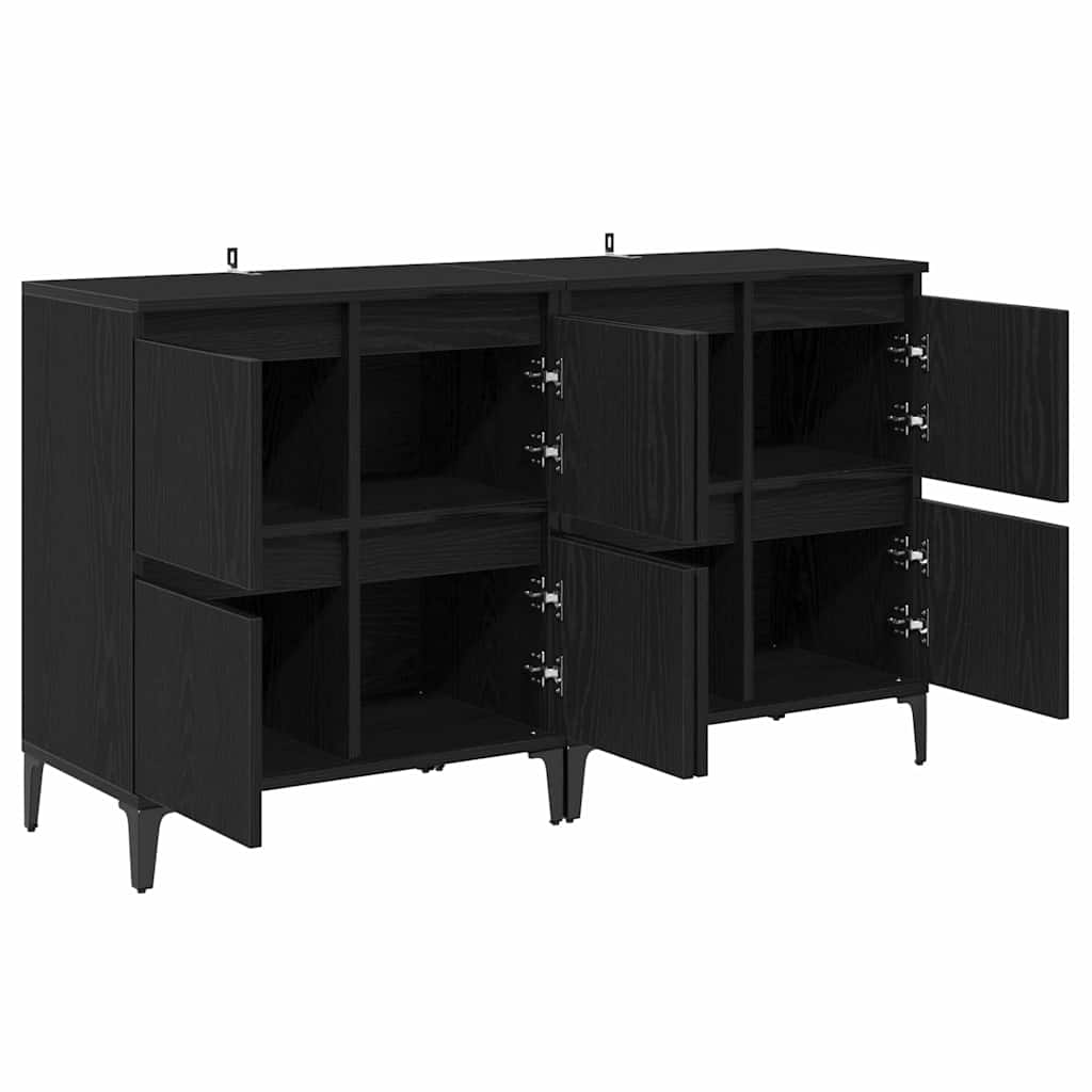 Sideboards 2 pcs Schwarz Eichen-Optik 60 x 35 x 70 cm