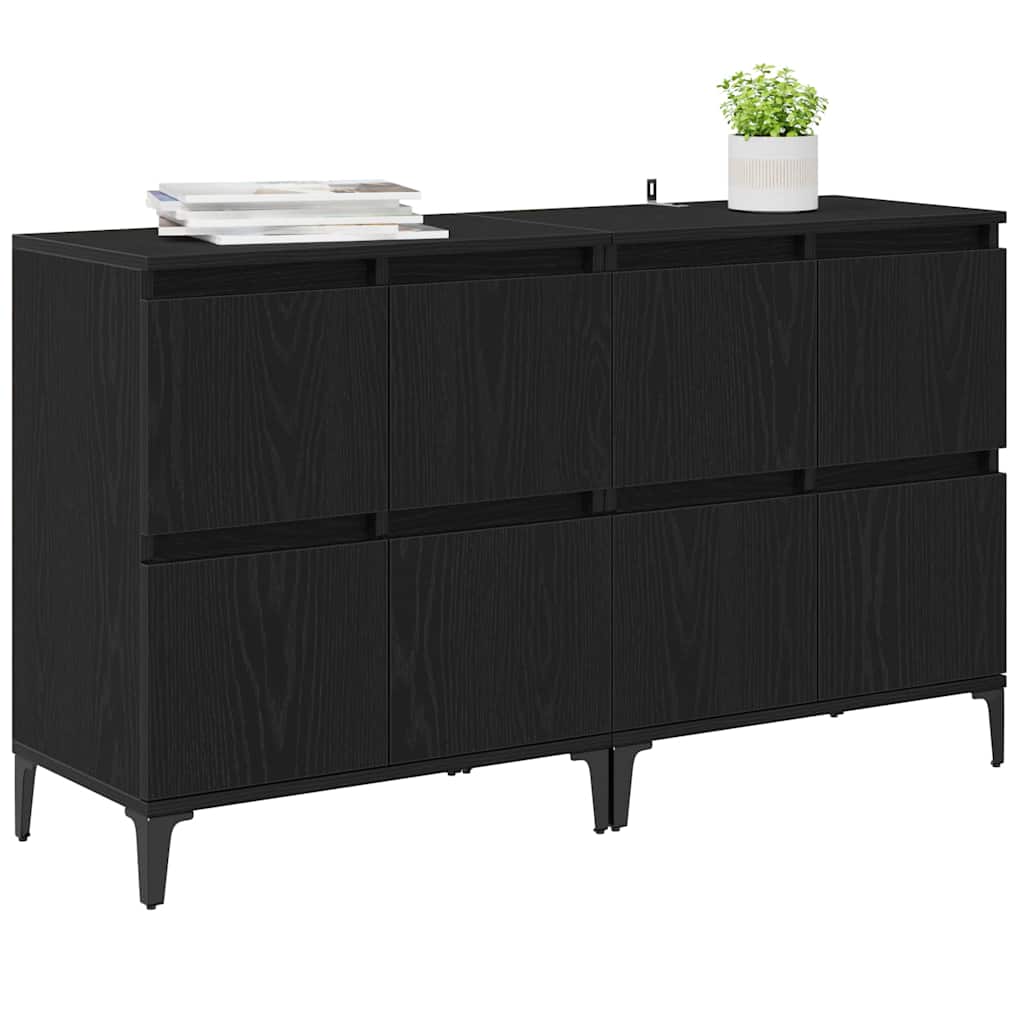 Sideboards 2 pcs Schwarz Eichen-Optik 60 x 35 x 70 cm