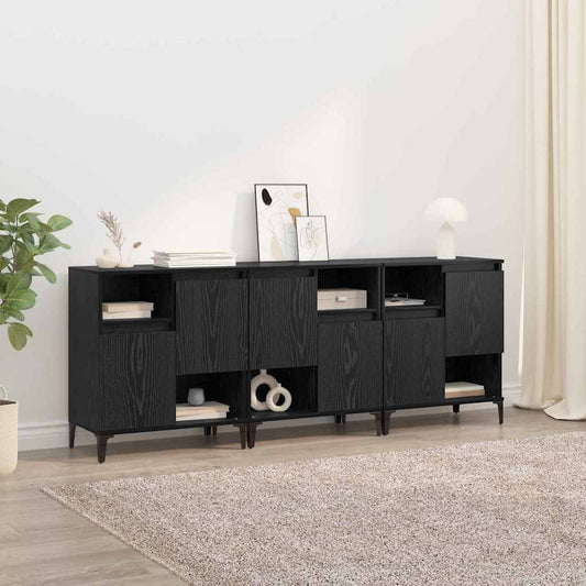Sideboards 3 pcs Schwarz Eichen-Optik 60 x 35 x 70 cm