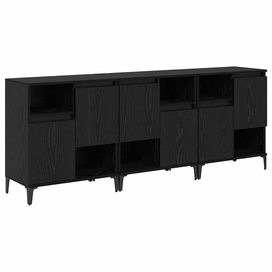 Sideboards 3 pcs Schwarz Eichen-Optik 60 x 35 x 70 cm