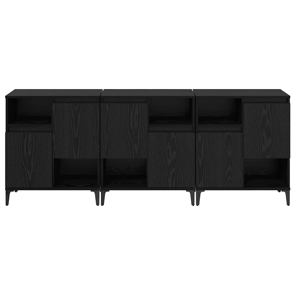 Sideboards 3 pcs Schwarz Eichen-Optik 60 x 35 x 70 cm