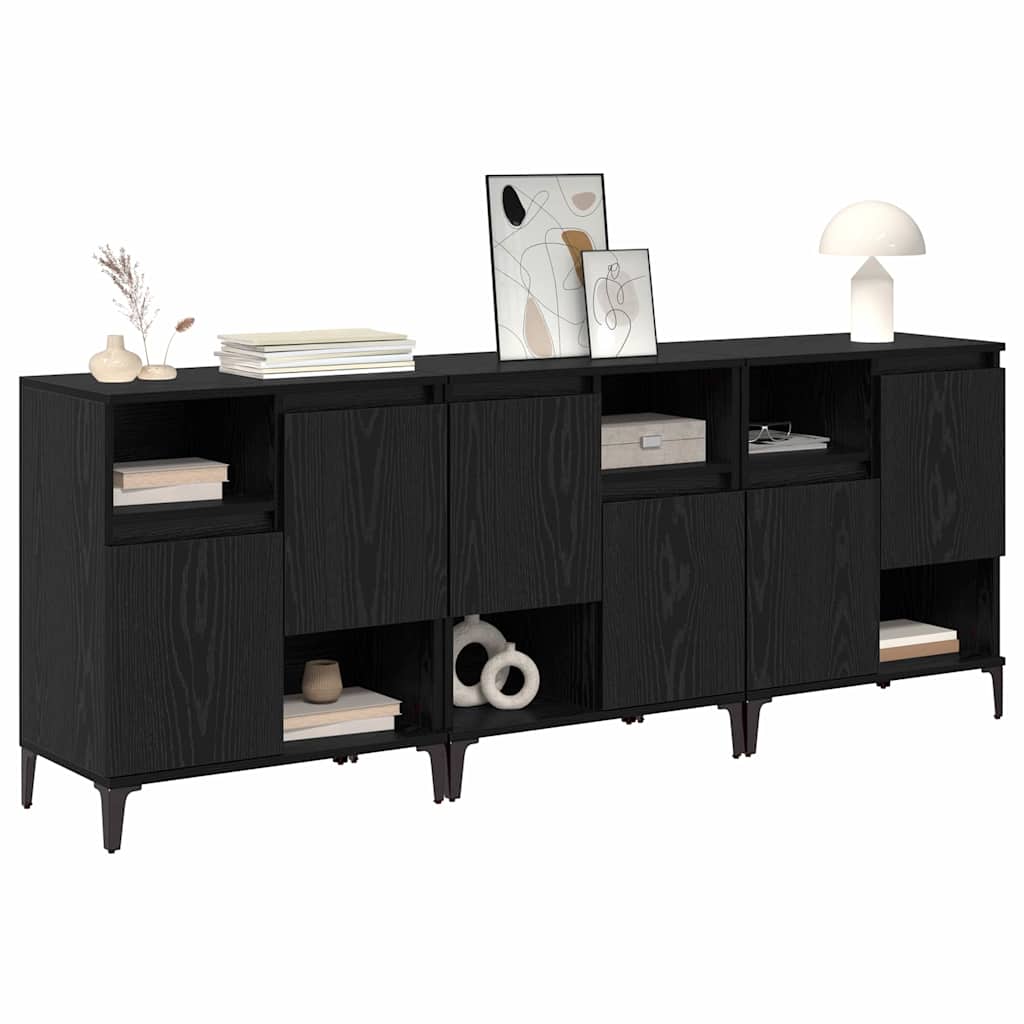 Sideboards 3 pcs Schwarz Eichen-Optik 60 x 35 x 70 cm