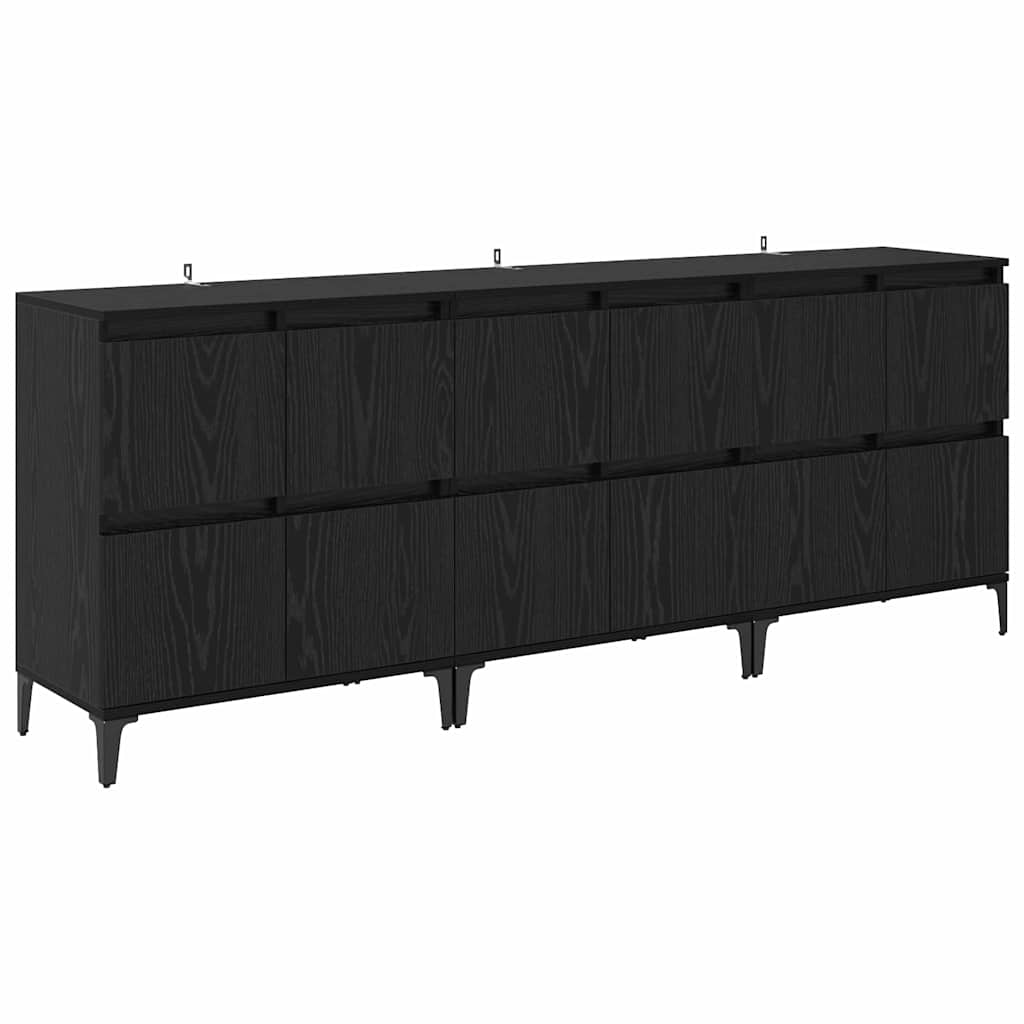 Sideboards 3 pcs Schwarz Eichen-Optik 60 x 35 x 70 cm