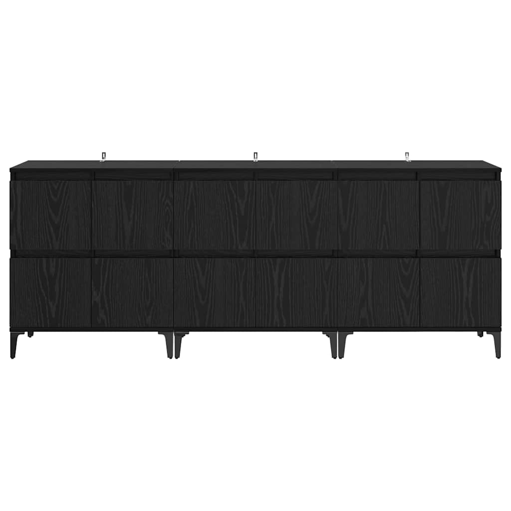 Sideboards 3 pcs Schwarz Eichen-Optik 60 x 35 x 70 cm