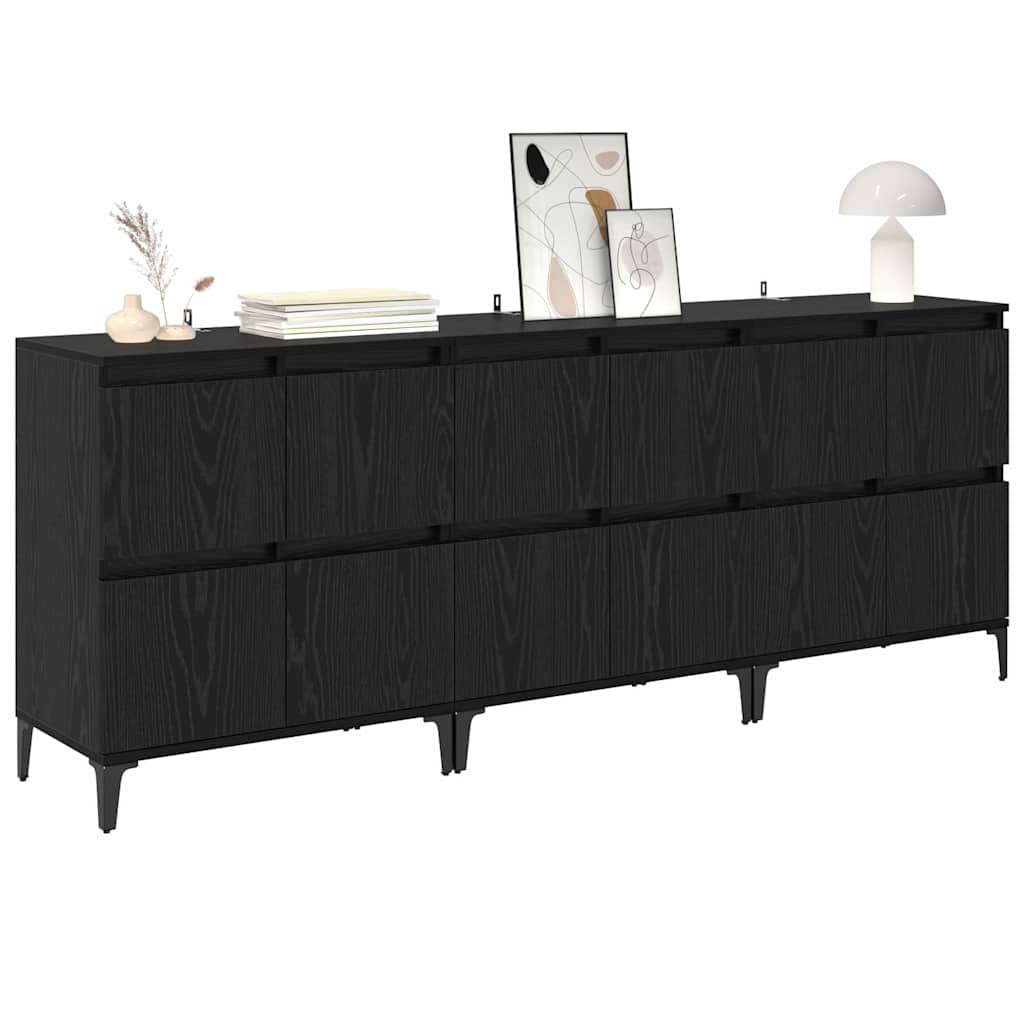 Sideboards 3 pcs Schwarz Eichen-Optik 60 x 35 x 70 cm