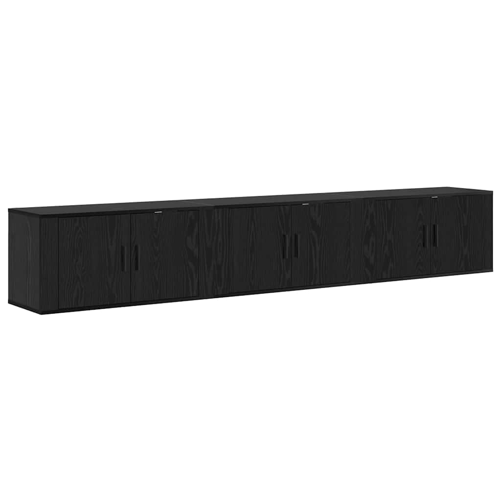 Wand-TV-Schrank Set Wandmontiert 3 pcs Schwarz Eichen-Optik