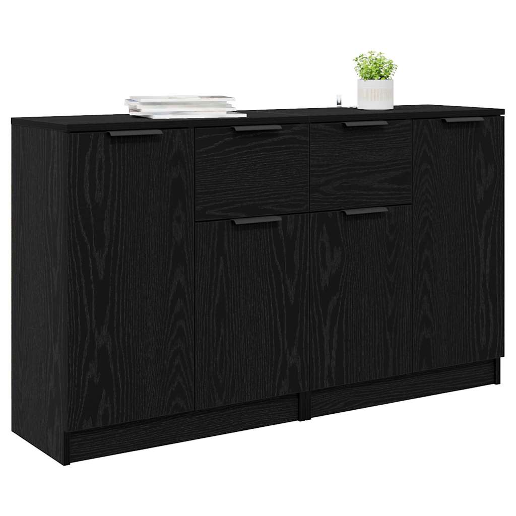 Sideboards 2 pcs Schwarz Eichen-Optik 60 x 30 x 70 cm