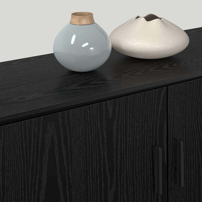 Wand-TV-Schrank Set Wandmontiert 3 pcs Schwarz Eichen-Optik