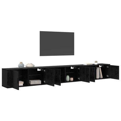 Wand-TV-Schrank Set Wandmontiert 3 pcs Schwarz Eichen-Optik
