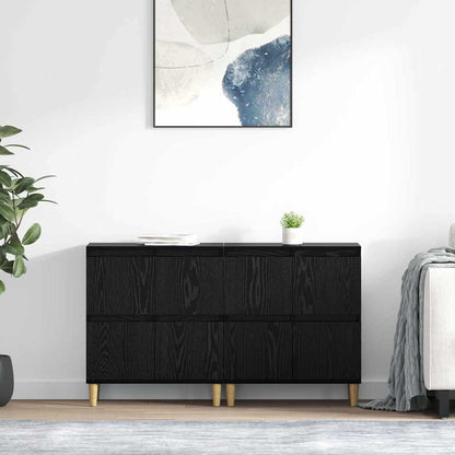 Sideboards 2 pcs Schwarz Eichen-Optik 60 x 35 x 70 cm