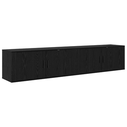 Wand-TV-Schrank Set Wandmontiert 2 pcs Schwarz Eichen-Optik