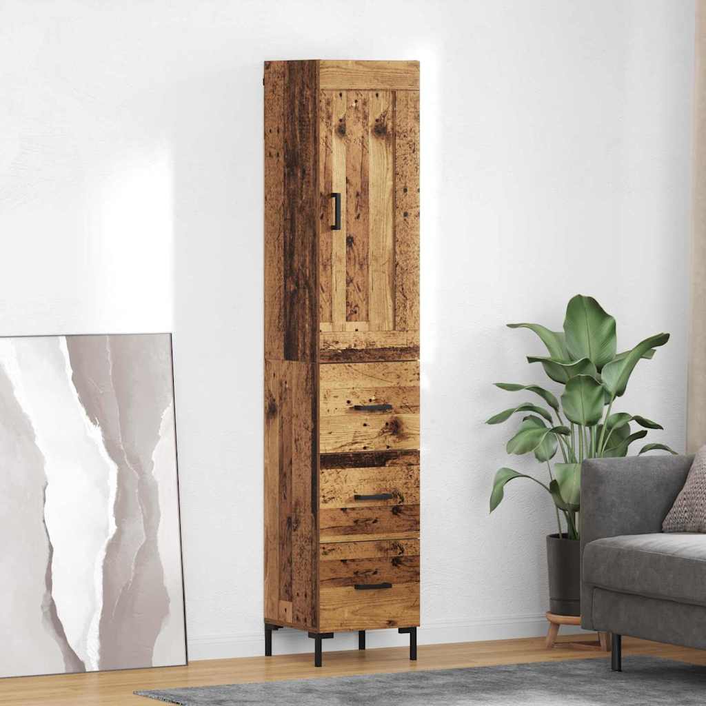 Highboard Altholz 34,5 x 34 x 180 cm Holzwerkstoff