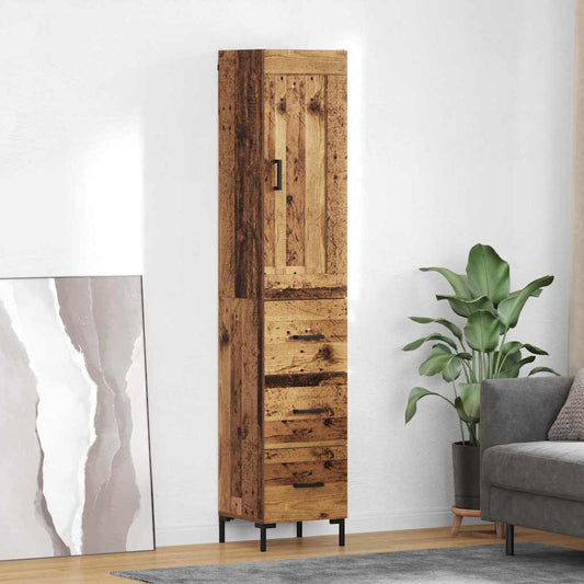 Highboard Altholz 34,5 x 34 x 180 cm Holzwerkstoff