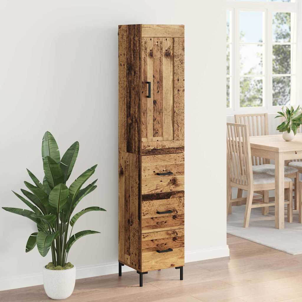 Highboard Altholz 34,5 x 34 x 180 cm Holzwerkstoff