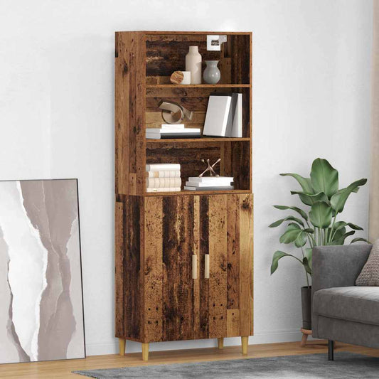 Highboard Altholz 69,5 x 32,5 x 180 cm Holzwerkstoff