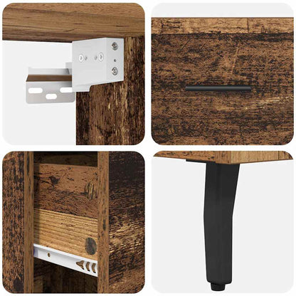 Highboard mit Schubladen 2 pcs Altholz Engineered Wood und Glas