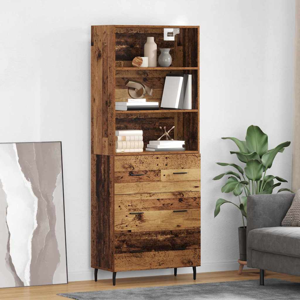 Highboard mit Schubladen 2 pcs Altholz Engineered Wood und Glas