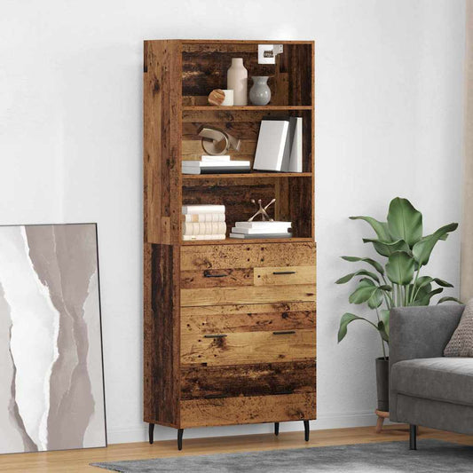 Highboard mit Schubladen 2 pcs Altholz Engineered Wood und Glas