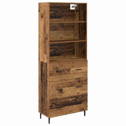 Highboard mit Schubladen 2 pcs Altholz Engineered Wood und Glas
