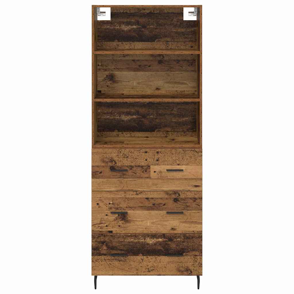 Highboard mit Schubladen 2 pcs Altholz Engineered Wood und Glas