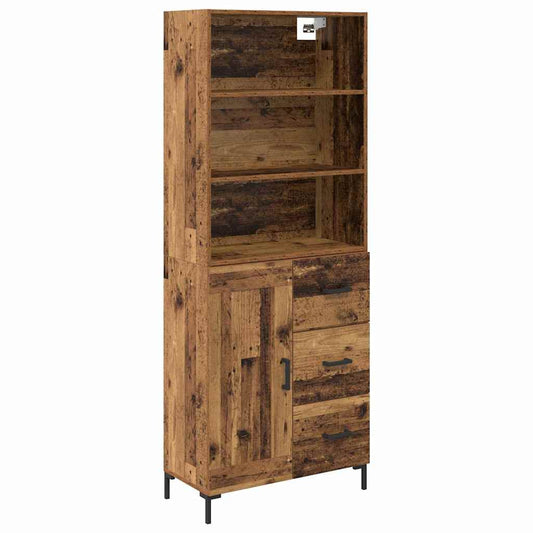 Highboard Altholz 69,5 x 34 x 180 cm Holzwerkstoff