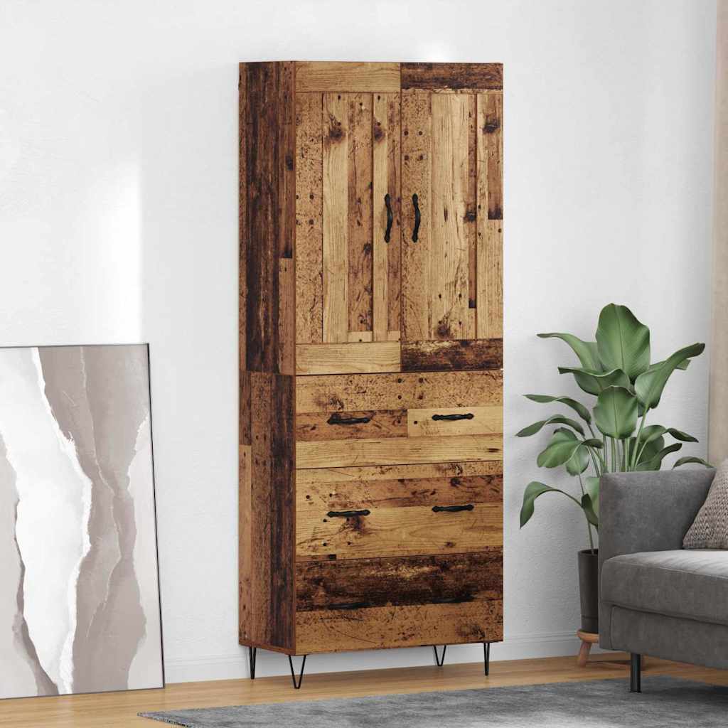 Highboard Altholz 69,5 x 34 x 180 cm Holzwerkstoff