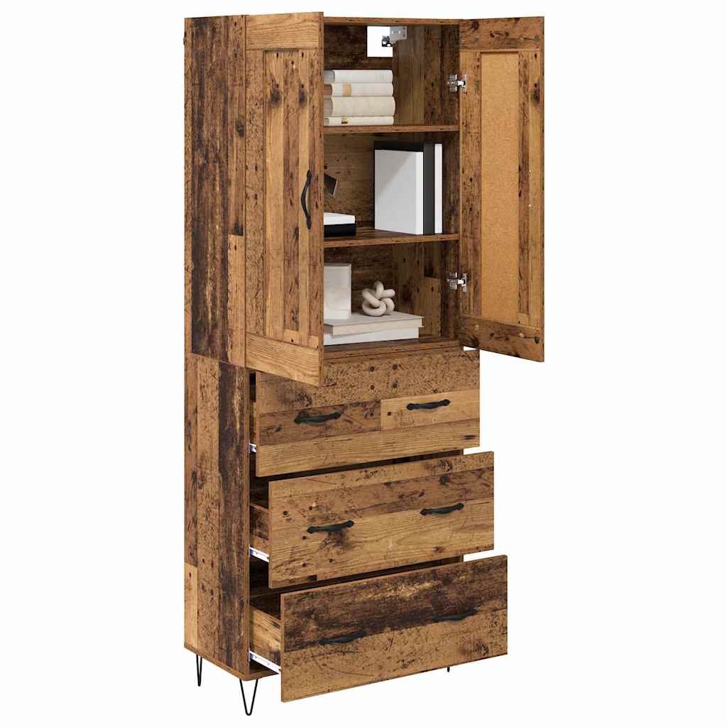 Highboard Altholz 69,5 x 34 x 180 cm Holzwerkstoff