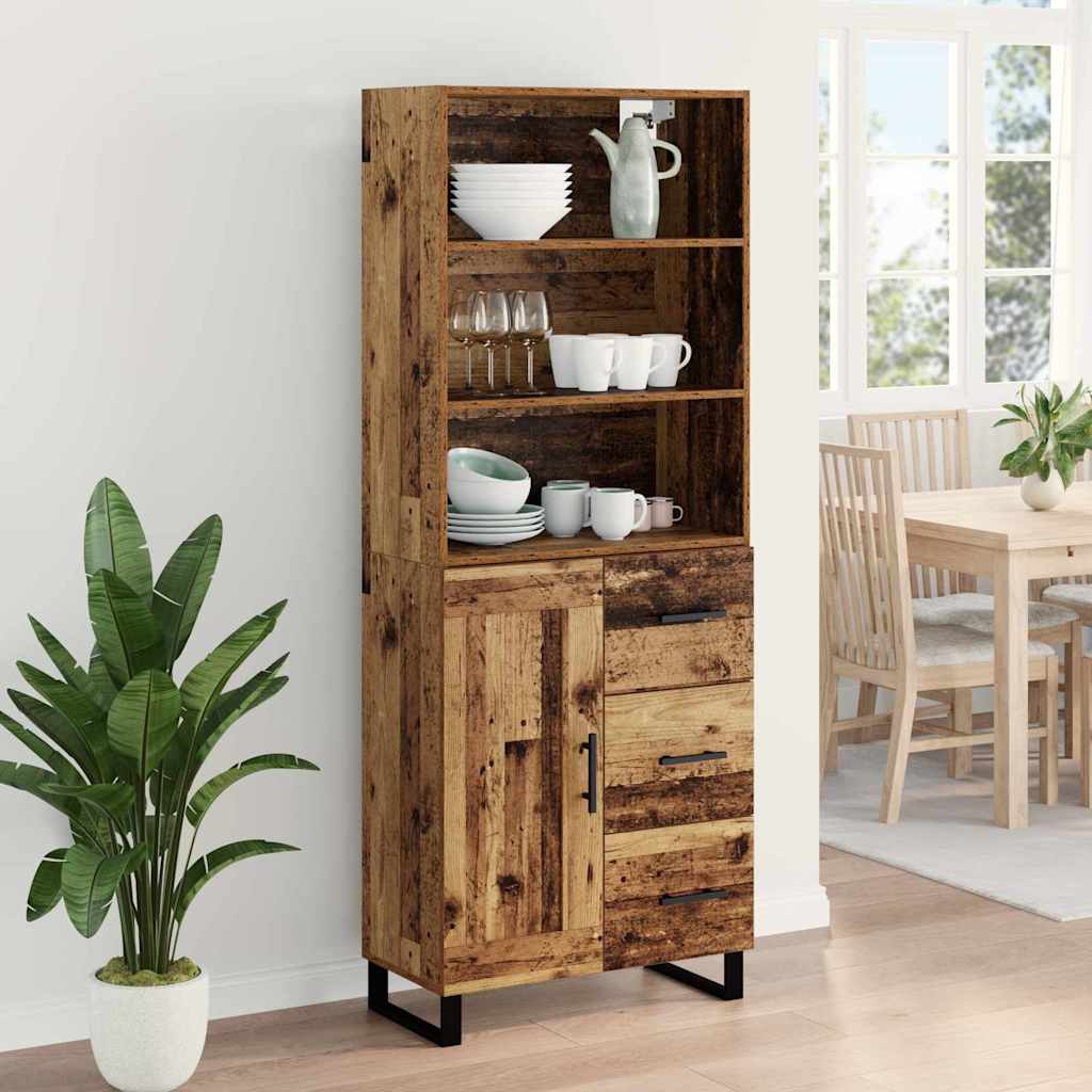 Highboard Altholz 69,5 x 34 x 180 cm Holzwerkstoff