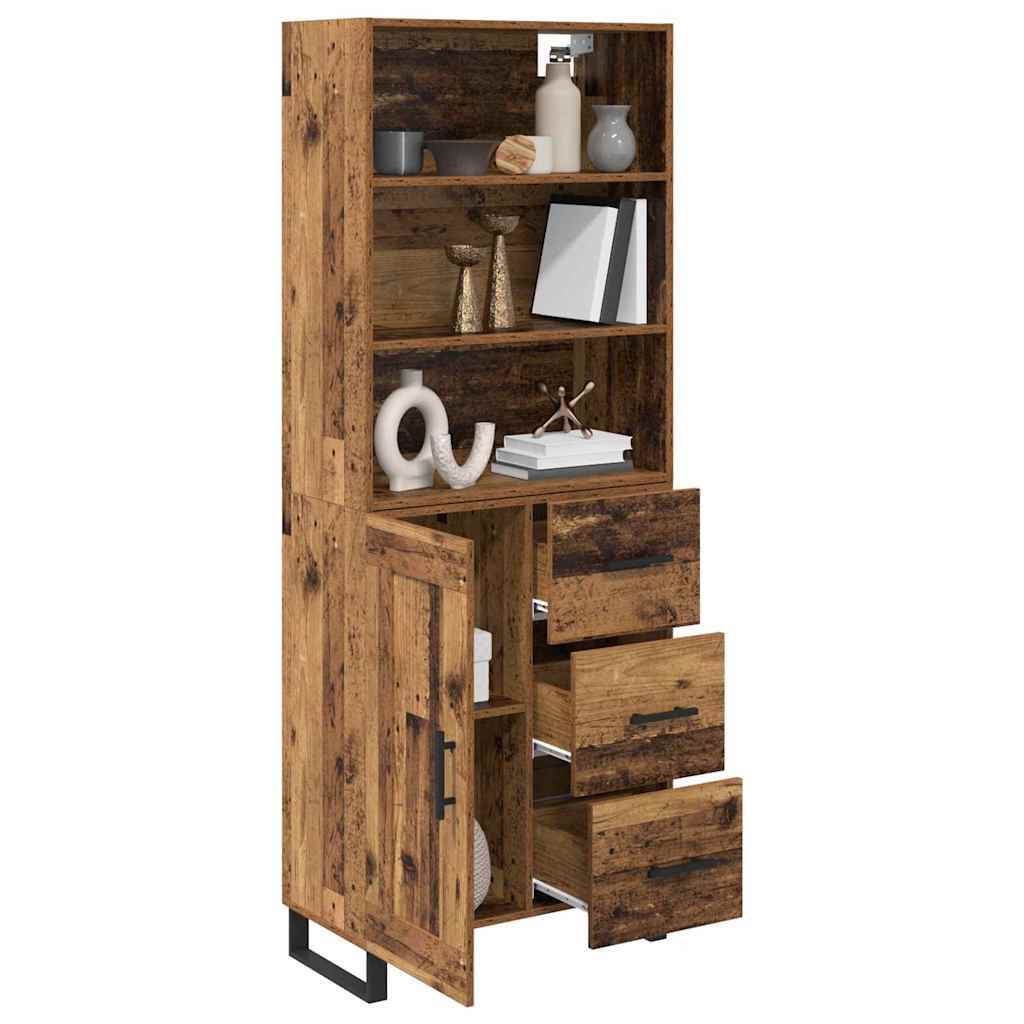 Highboard Altholz 69,5 x 34 x 180 cm Holzwerkstoff