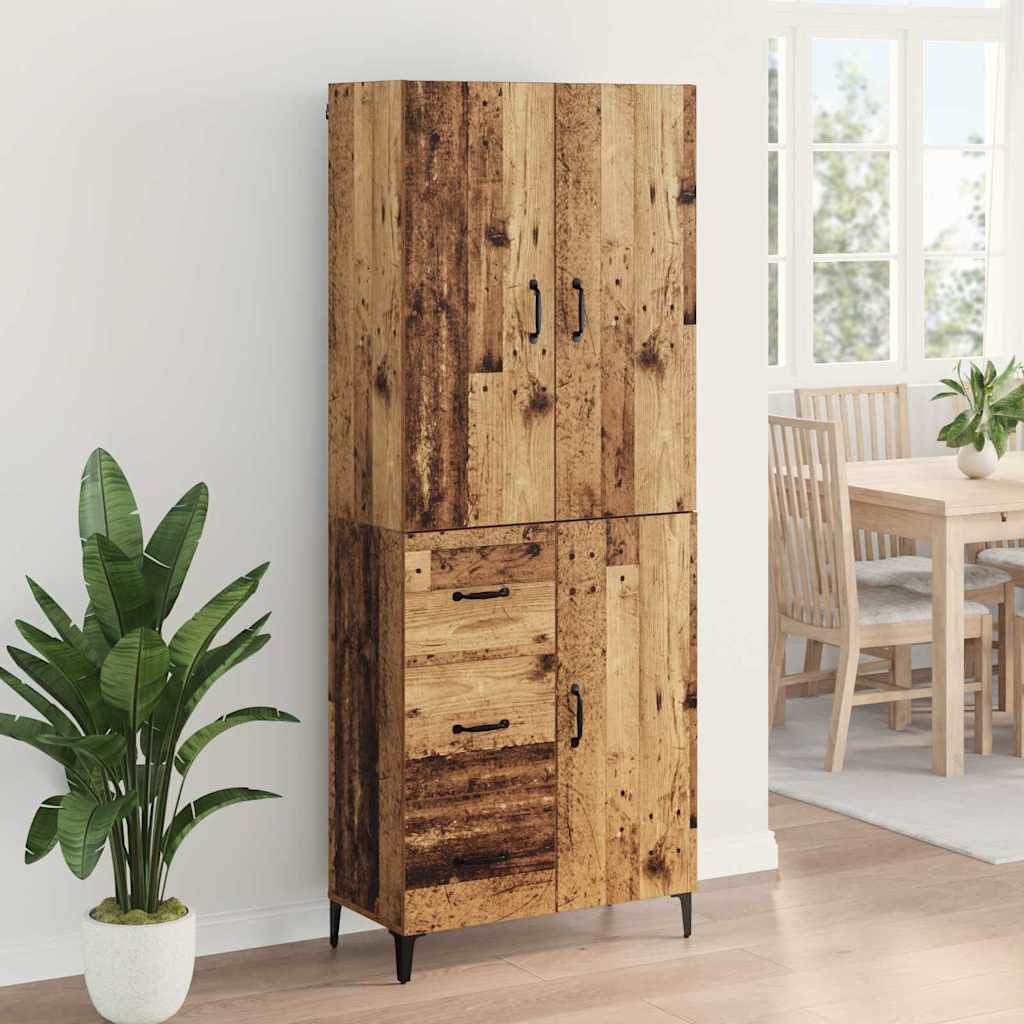 Highboard Wandmontiert Altholz 69,5 x 34 x 180 cm Holzwerkstoff