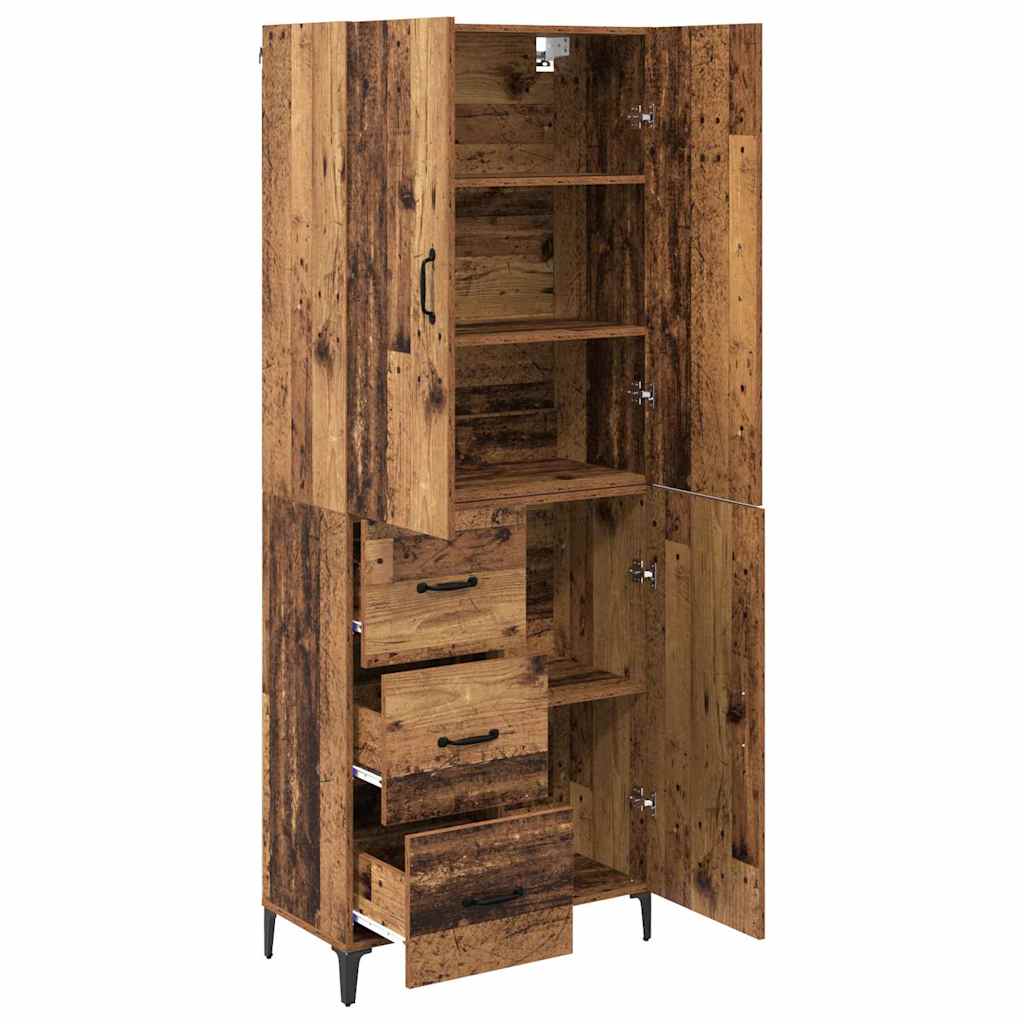 Highboard Wandmontiert Altholz 69,5 x 34 x 180 cm Holzwerkstoff