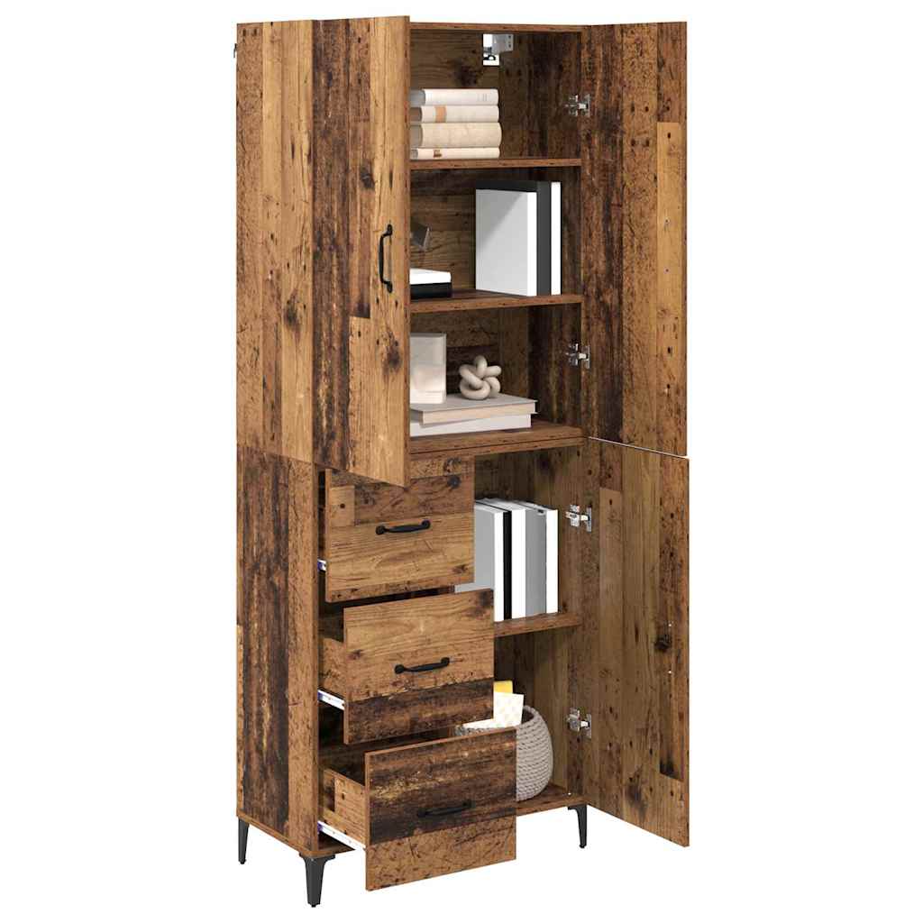 Highboard Wandmontiert Altholz 69,5 x 34 x 180 cm Holzwerkstoff