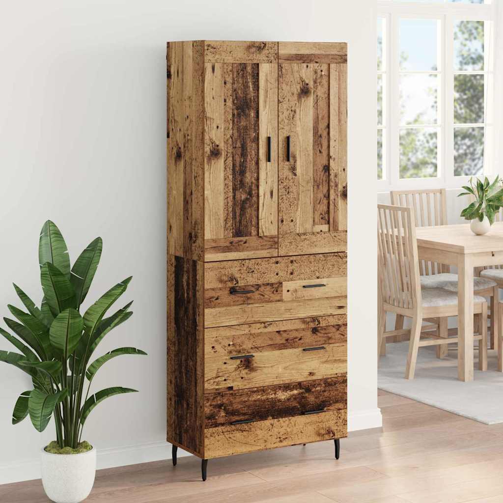 Highboard mit Schubladen 2 pcs Altholz Engineered Wood und Glas