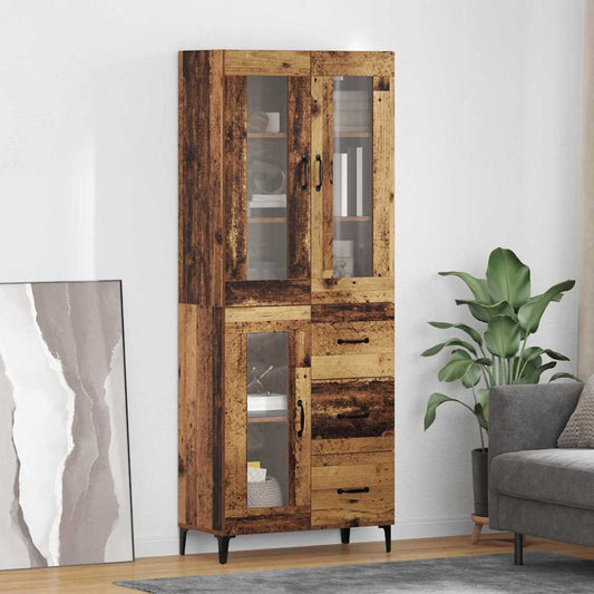 Highboard Wandmontiert Altholz 69,5 x 34 x 180 cm Holzwerkstoff