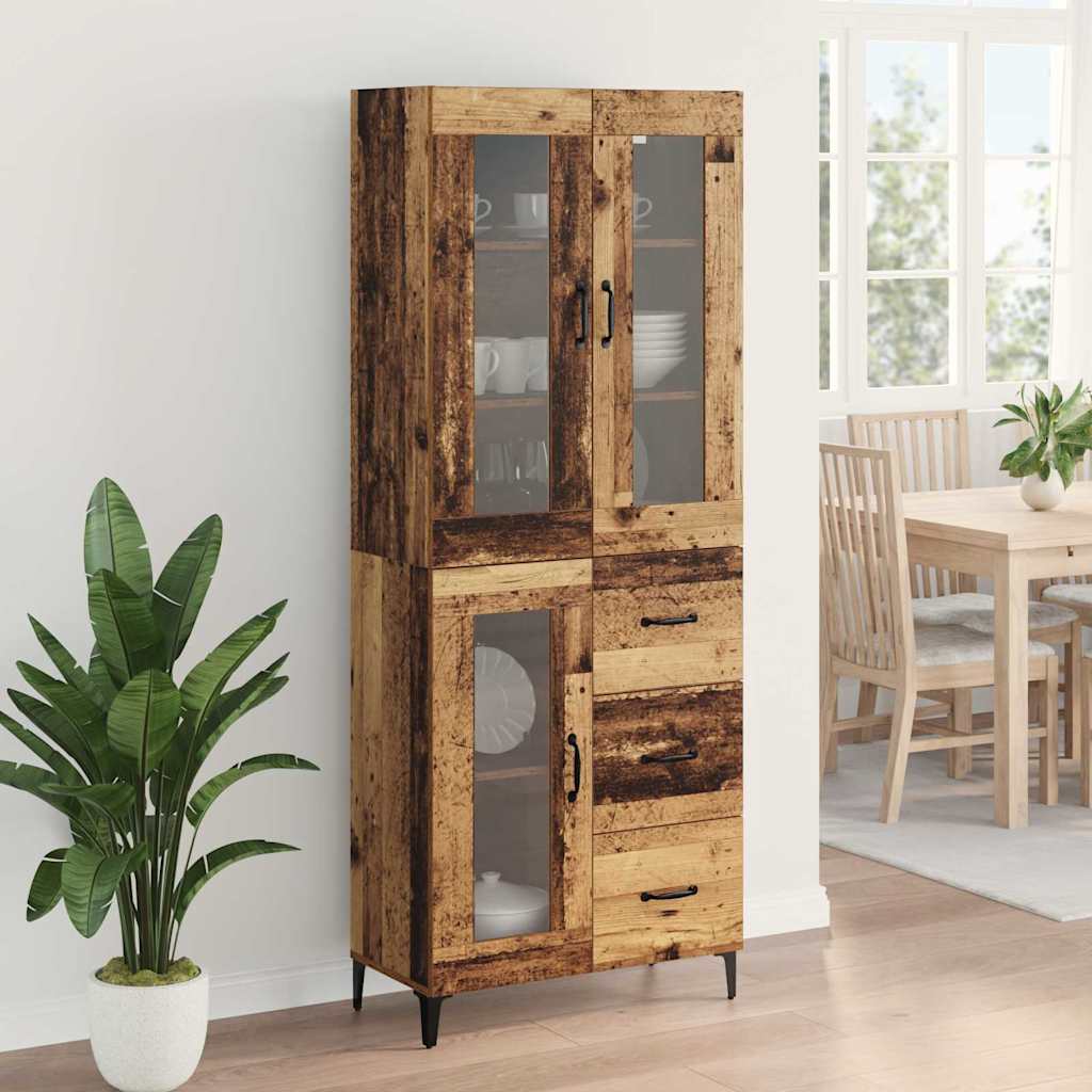 Highboard Wandmontiert Altholz 69,5 x 34 x 180 cm Holzwerkstoff