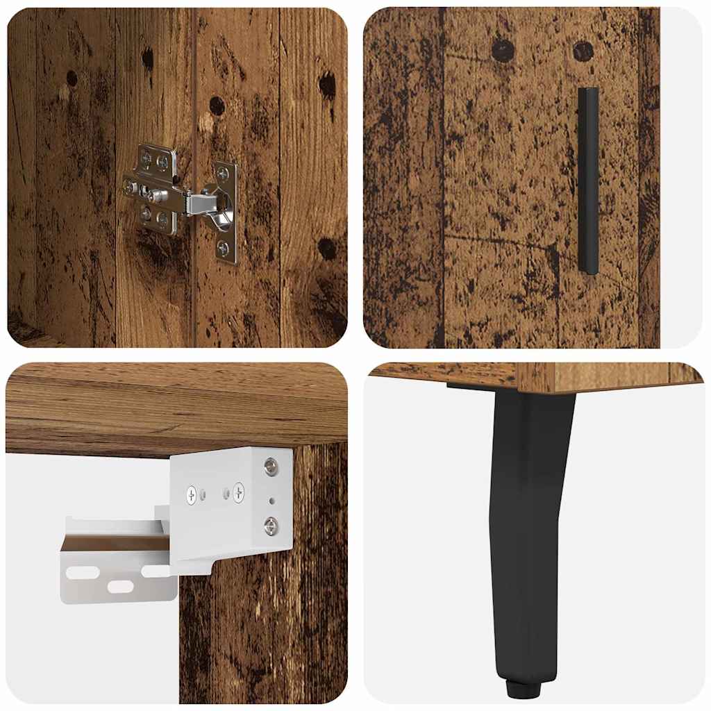 Highboard 2 pcs Altholz Engineered Wood und Glas