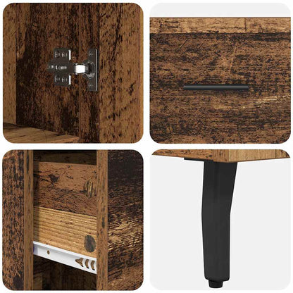 Highboard Altholz 69,5 x 34 x 180 cm Engineered Wood und Glas