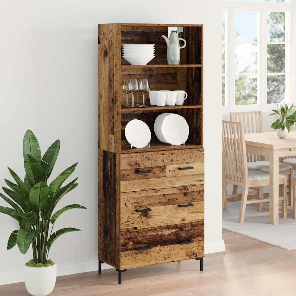 Highboard Altholz 69,5 x 34 x 180 cm Holzwerkstoff
