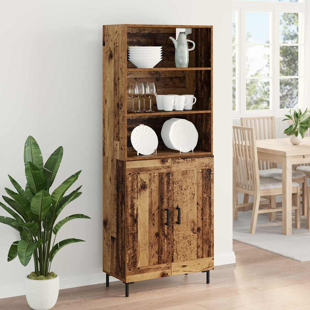 Highboard Altholz 69,5 x 34 x 180 cm Holzwerkstoff