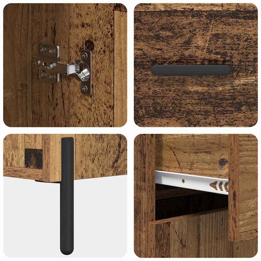 Highboard Wandmontiert Altholz 69,5 x 34 x 180 cm Holzwerkstoff