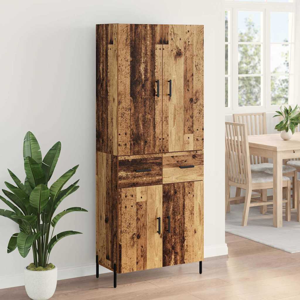 Highboard Wandmontiert Altholz 69,5 x 34 x 180 cm Holzwerkstoff