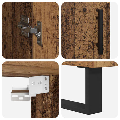 Highboard 2 pcs Altholz Engineered Wood und Glas