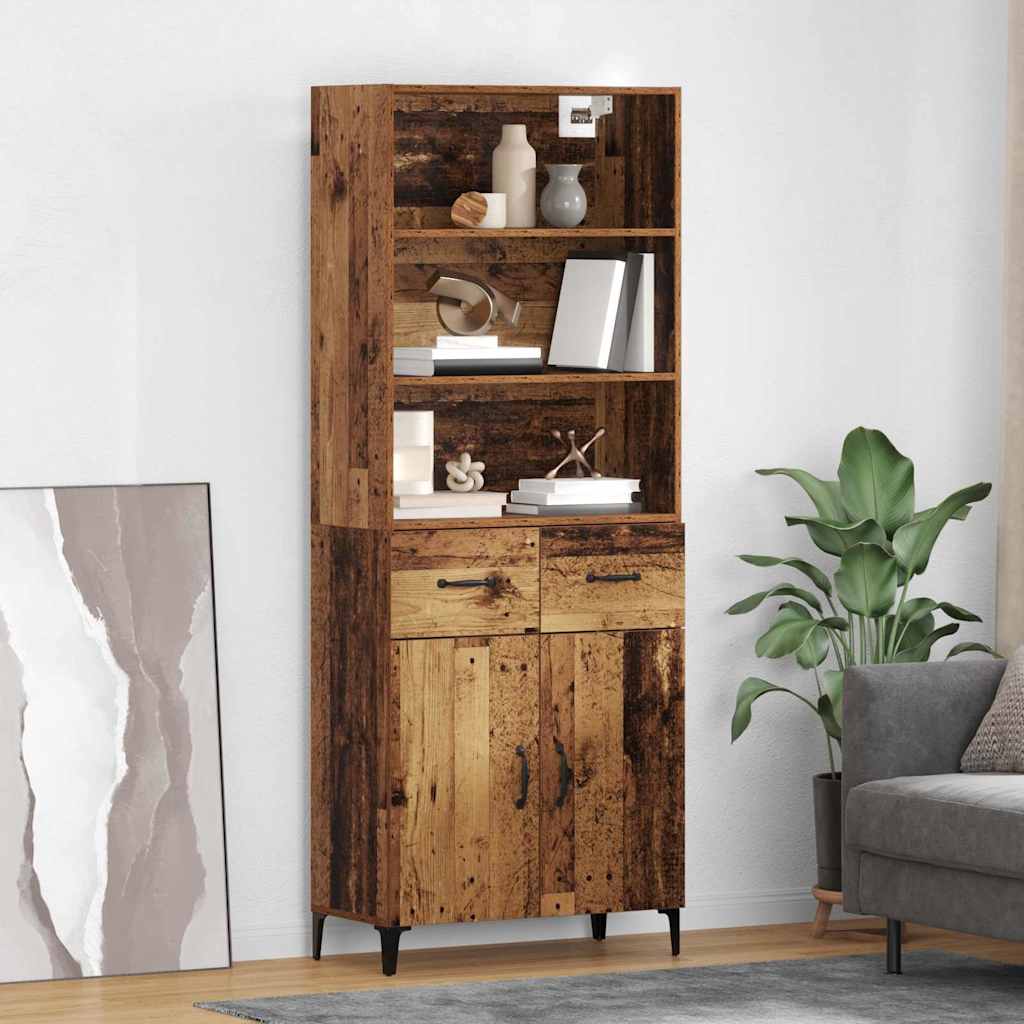 Highboard Altholz 69,5 x 34 x 180 cm Holzwerkstoff