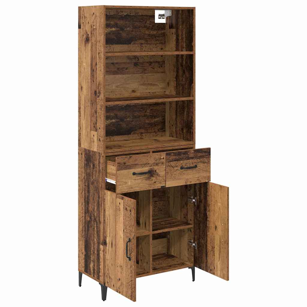 Highboard Altholz 69,5 x 34 x 180 cm Holzwerkstoff