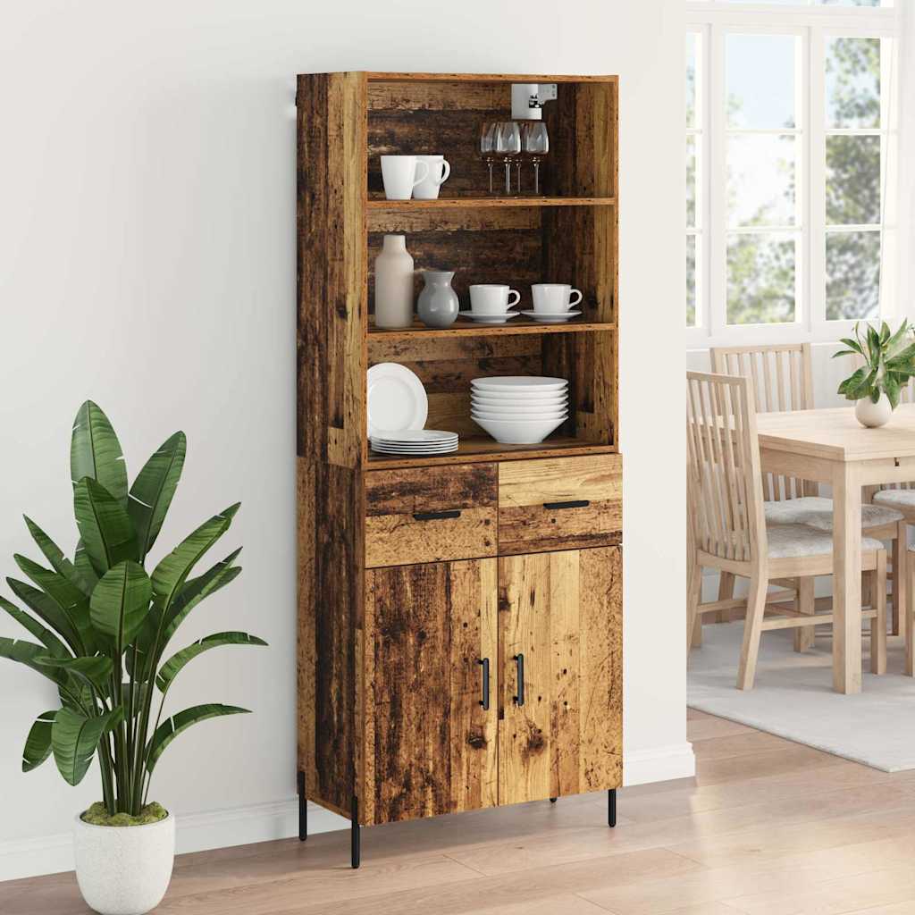 Highboard Altholz 69,5 x 32,5 x 180 cm Holzwerkstoff